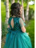 Dark Teal Lace Tulle Flower Girl Dress